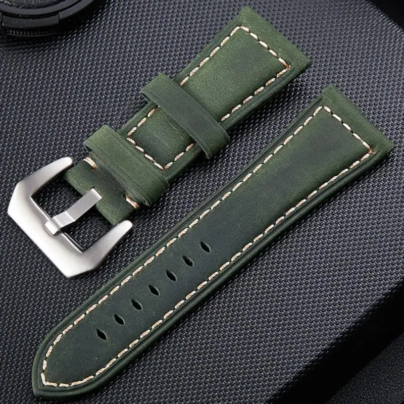 4 Colors Fashion Watch Band Genuine Leather Straps 26mm Watch Accessories High Quality Brown Colors Watchbands Watch Strap - Цвет ремешка: Зеленый