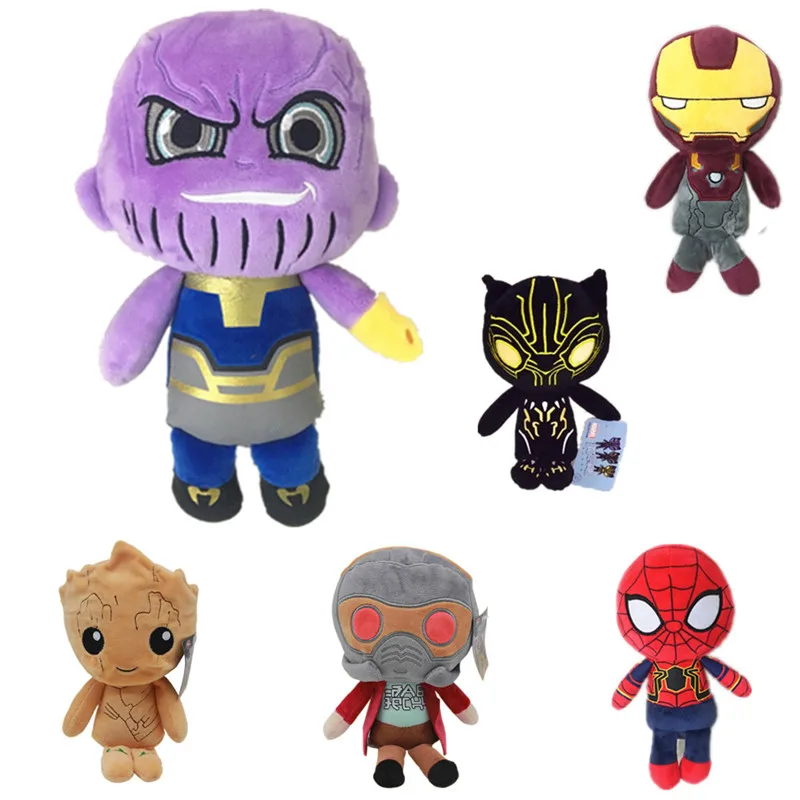 

New Anime The Avengers 3 Infinity War Spiderman Ironman Black Panther Thanos Groot soft stuffed Plush Toy Halloween Costume