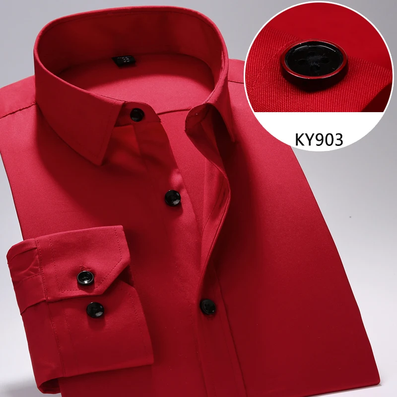 Covrlge, мужская рубашка, весна, новинка, однотонная, французская, мужская рубашка, брендовая одежда, длинный рукав, деловые рубашки, красная, Camisa MCL154