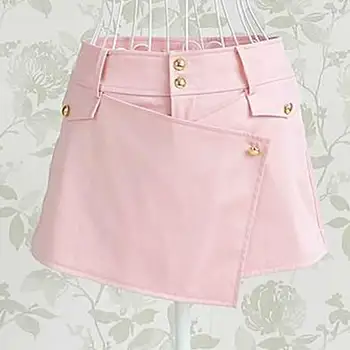 

Summer Slim Pink Solid Irregular Casual Women Cloth Shorts