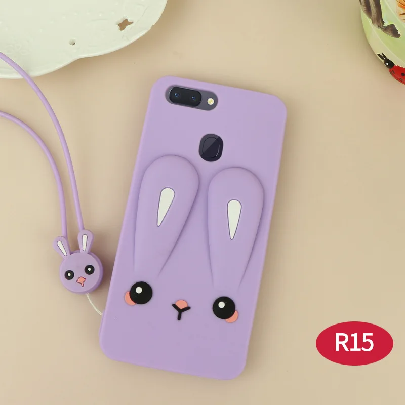 Мультяшный чехол сo шнуром для OPPO R15 чехол мягкий TPU силиконовый чехол-накладка бампер для OPPO R15 PRO