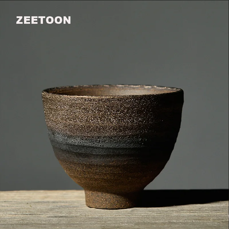 

Zen Japanese Style Vintage Coarse Pottery Teacup Handmade Tea Cup Kung Fu Tea Set Master Cup Tea Bowl Creative Home Decor New