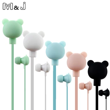 

M&J Colorful Cartoon Cute Earphone Studio with Mic Button Remote Bear Earphone for iPhone Samsung Huawei xiaomi Birthday Gift