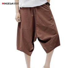 Большой карман, шаровары Для мужчин льняные брюки льняные Для мужчин s брюки льняные и хлопковые широкие брюки свободные льняные эластичная кулиска плюс размеры M-5XL