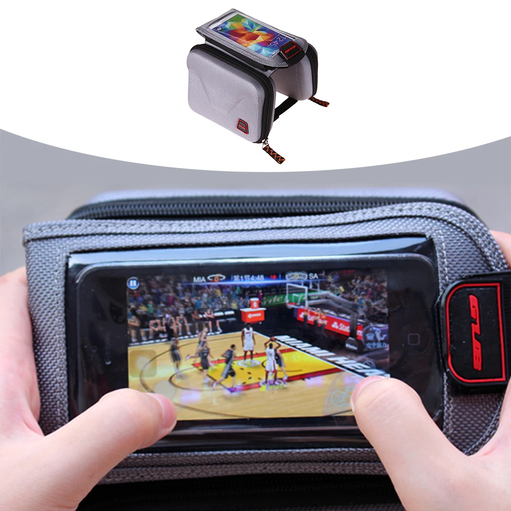 Flash Deal EVA Hard Shell MTB Road Bike Bicycle Top Tube 600D Polyester Mesh Bag Pannier Frame Saddle Smart Phone Pouch Cycling Frame Bag 2