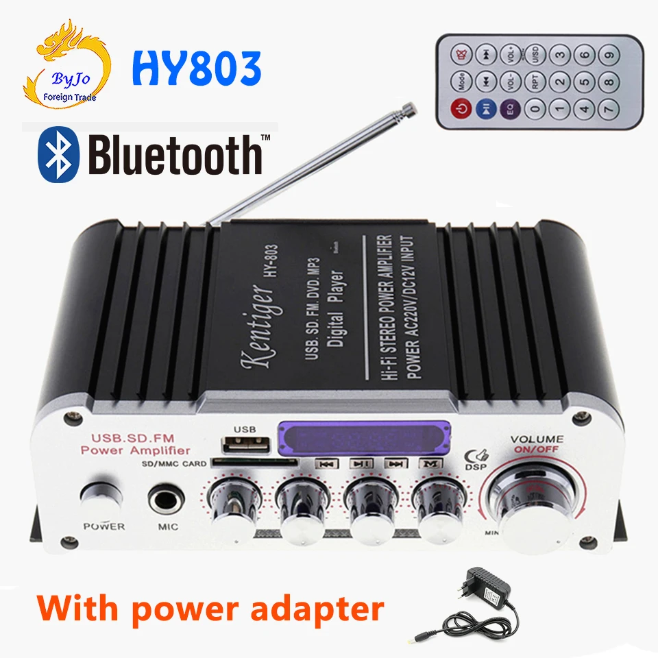 Мини усилитель HY803 40 Вт + FM MP3 USB 110 220 в перем. Тока или 12 пост. Тока|amplifier 40w|bluetooth