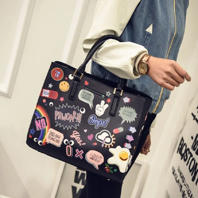 

new trend of Korean women PU simple hip hop hand raisin mother bag fashion leisure bag wholesale spray