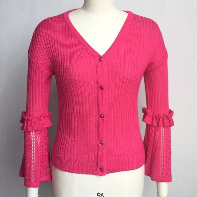 Autumn Spring Kntting Sweater for women Sweet Flare Sleeve white pullovers sweaters Girls long 
