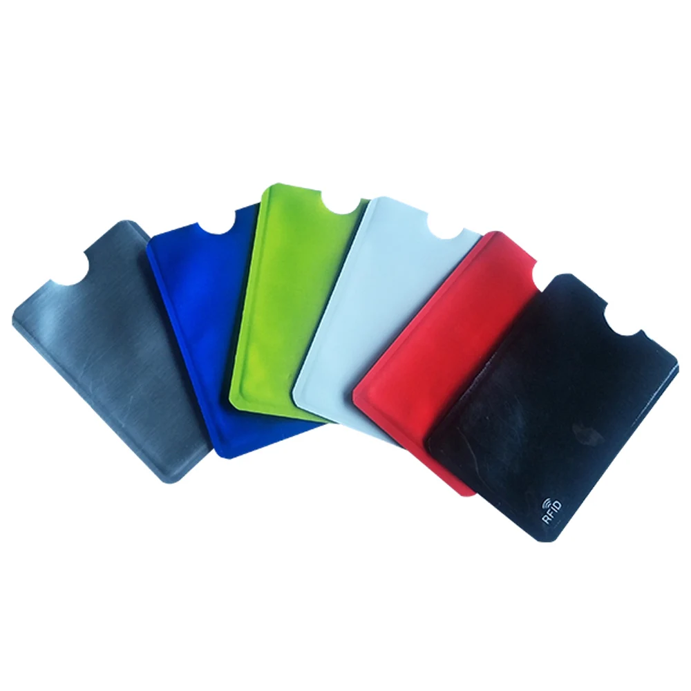 6 unids/lote Cartera de bloqueo Anti RFID Scan caja de aluminio funda de seguridad soporte mangas para pasaporte de tarjeta de crédito