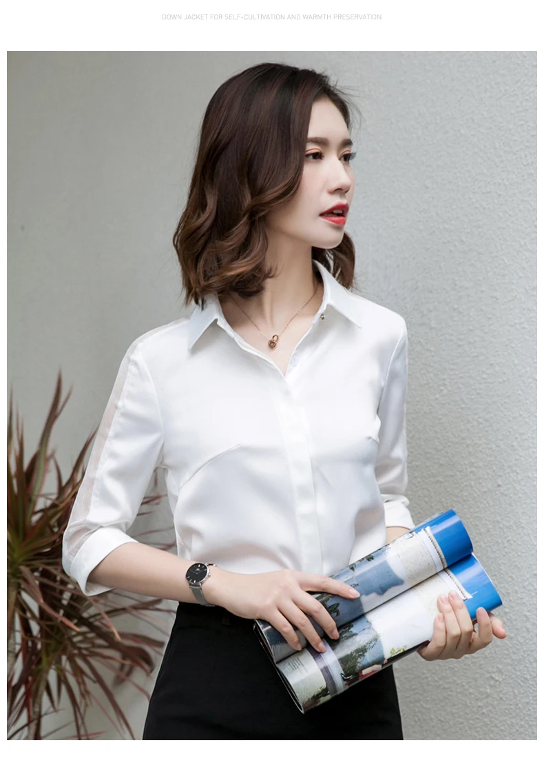 Fashion women Satin shirt Summer new half sleeve casual loose blouses office ladies plus size work wear tops