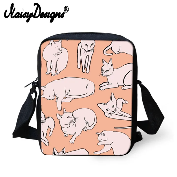 Бесшумная дизайнерская мини-сумка-мессенджер с рисунком кота для детского сада, маленькая сумка-мессенджер с ладаном, женская сумка через плечо для девочек, Mochila - Цвет: LMXY0151E