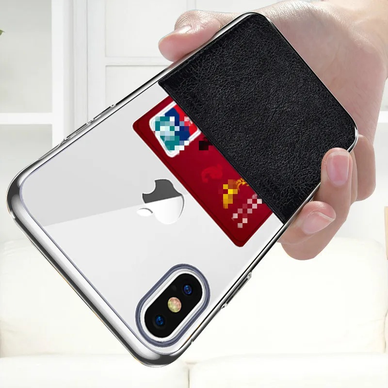 

Card Slot Phone Cases For iPhone X XR XS MAX Luxury Wallet Card Holders Cover For iPhone 7 8 Plus Plating Soft Clear TPU Shell