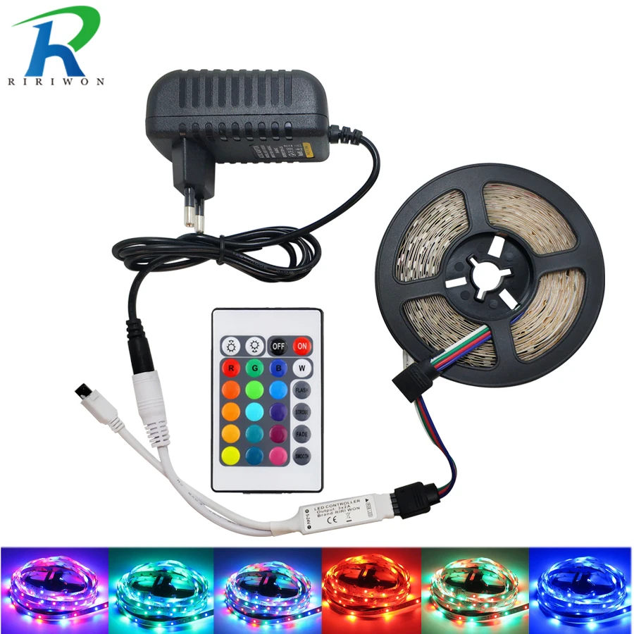 

2835 RGB 5M 10M Led Strip Light 15M 20M Led Ribbon DC 12V Non Waterproof RGB Tape With ir 24 Key Remote Controller IP65 For Kit