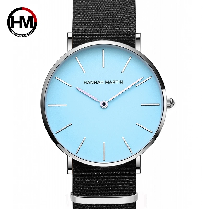 

Dropshipping New Japan Quartz Movement Analog Women Casual Sports Watches Mens Top Brand Luxury Blue Nylon Waterproof Wristwatch