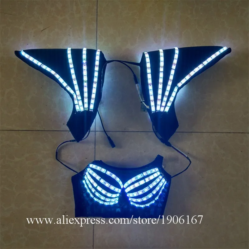 Hot Sale 5 Sets LED Luminous Sexy Lady Bra Set Suit Clothing Women Underwear Costume Growing Light Up Stage Performance Clothes02