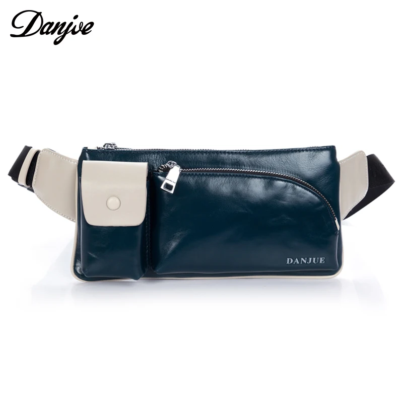 

Genuine Leather Waist bag For Men Casual Money Belt Bag With Zipper bag Leisure Travel Fanny Pack Man DANJUE Brand