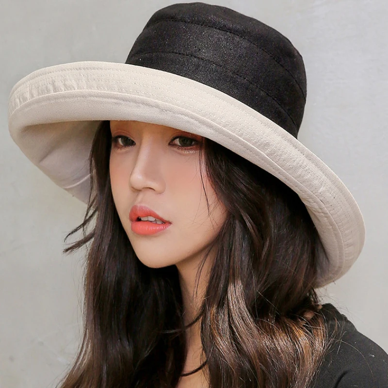 HT2224 Women Sun Hat Spring Summer Wide Brim Hat Solid Plain Packable ...