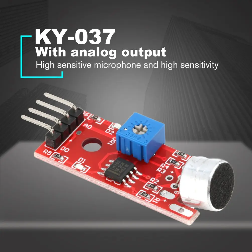 

KY-037 4pin Voice Sound Detection Sensor Module Microphone Transmitter Smart Robot Car for Arduino Electronic DIY Tool
