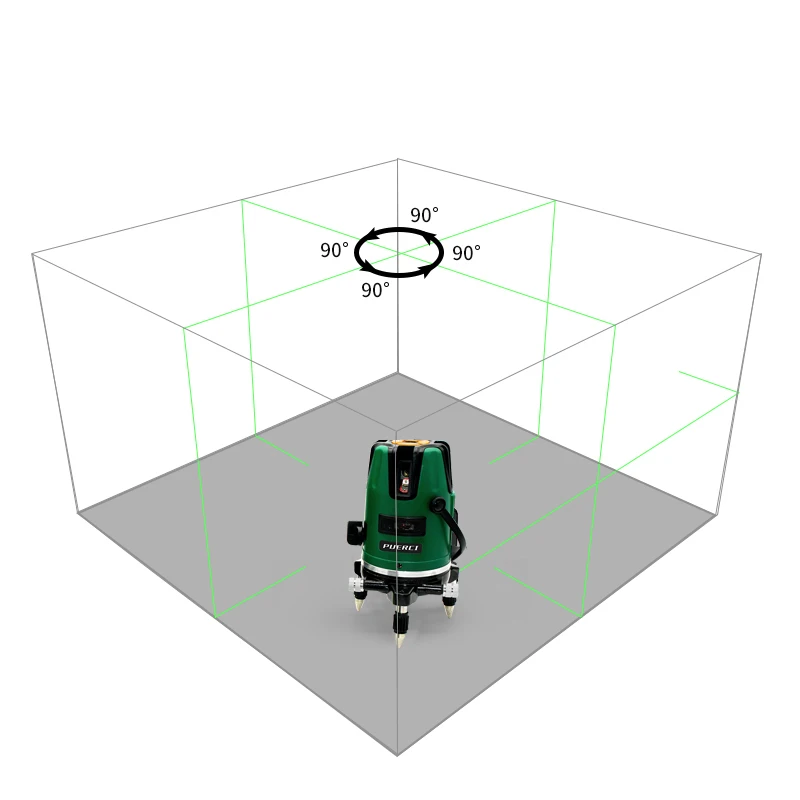 PUERCI P41G 5 Lines Lithium Battery Green Laser Level Self-Leveling 360 Horizontal And Vertical Outdoor Mode With Receiver