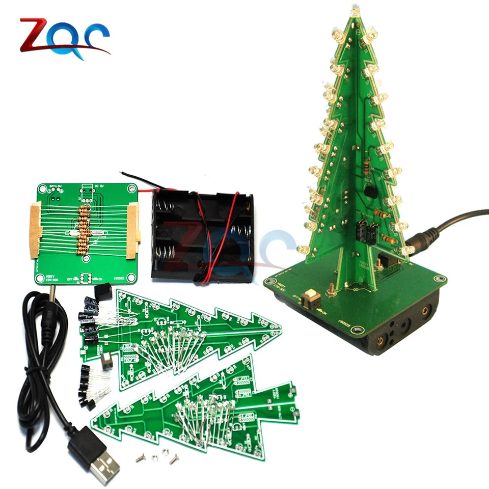 3d Christmas Tree Diy Kits 7 Colors Light Flash Led Circuit Christmas Trees Tree 3d Tree Ledtree Led Diy Aliexpress