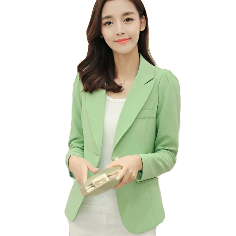 

Autumn Women Blazers And Jackets Candy Color Jacket Long Sleeve Slim Suit One Button Women Jacket big Size S-2XL Blazer