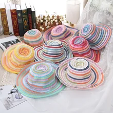 Летняя модная цветная полосатая тканевая кепка Повседневная Женская Складная Панама