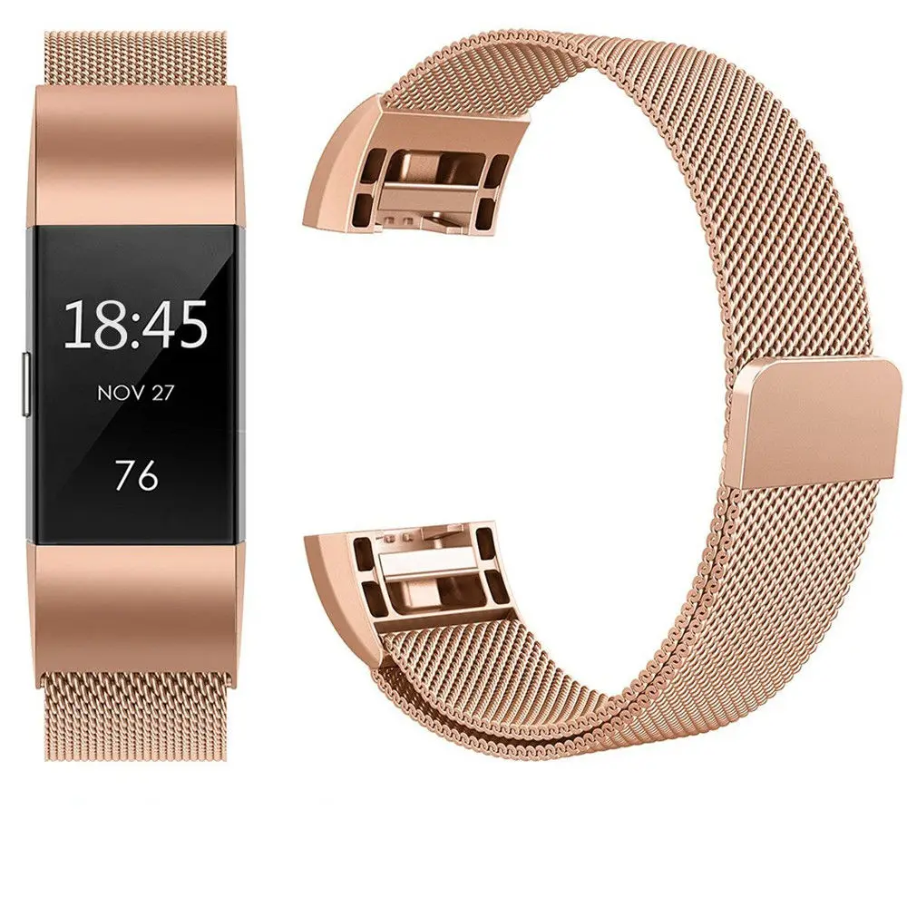 Нержавеющая сталь Магнитная браслет ремешок для Fitbit Charge 2 Замена Браслеты Миланского полосы для зарядки 2 часы аксессуары
