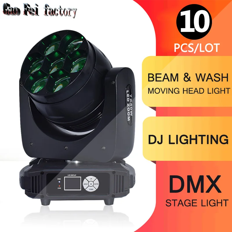 

Stage Wash Moving Head RGMW LED With Zoom 12 Watt X7 LED Includes built-in auto and sound active programs 10PCS/LOT
