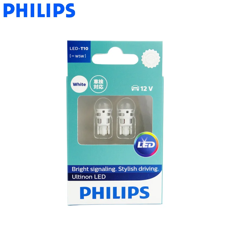 Philips светодиодный светильник W5W T10 11961ULW Ultinon 6000K холодный синий белый указатель