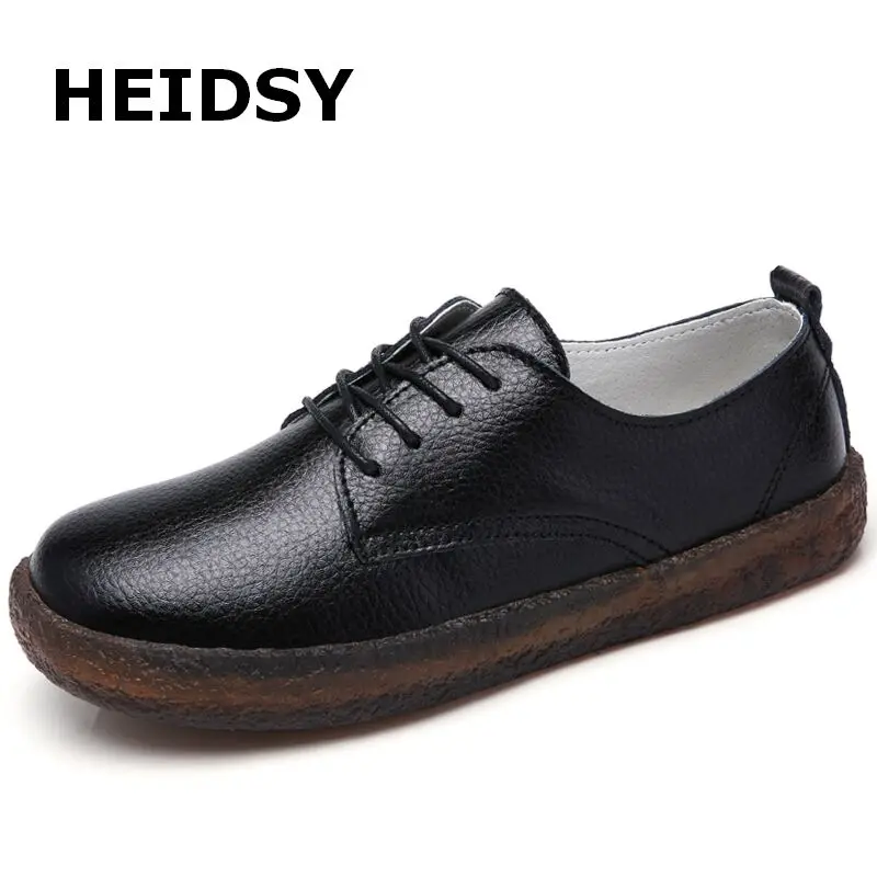 

Women shoes Autumn Winter new arrival lace-up genuine leather flats shoes woman Non-slip moccasins female shoes tenis feminino