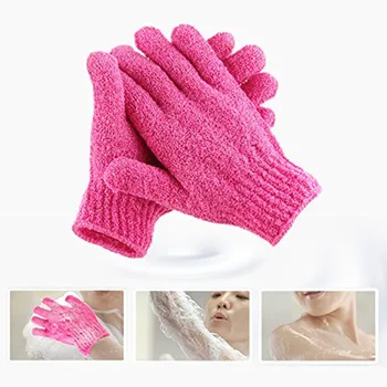 

2pcs Bath Body Shower Exfoliating Scrubber Glove Wash Skin Spa Massage Body Scrubber Cleaner (Random Color)