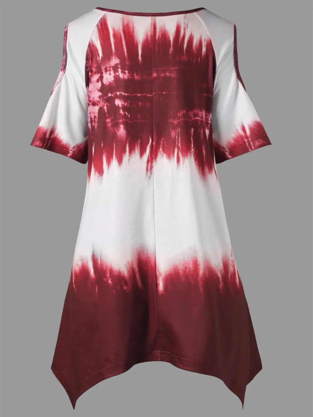 VESTLINDA Women T Shirt Summer Plus Size Ombre Print Asymmetric T-Shirt Causal Round Neck Short Sleeves Tees Big Size T Shirts 14