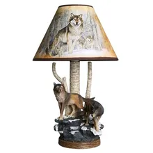 Современная смола волк настольные лампы светодиодная подставка настольная лампа для гостиной спальни украшение для дома с изображением животных лампа прикроватная лампа для чтения светильники E27