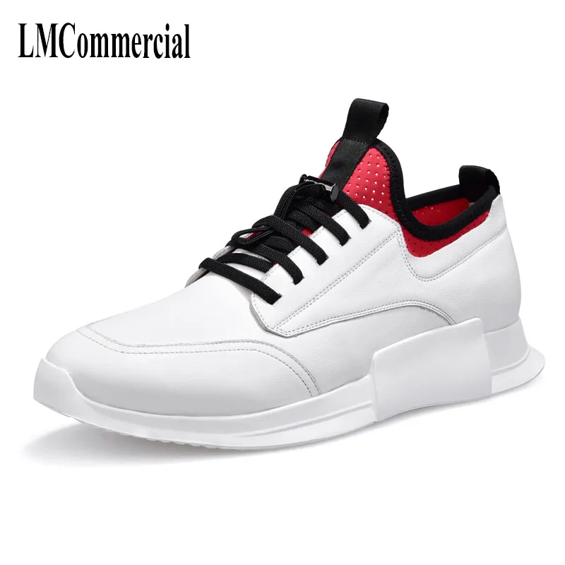 

New spring men's casual shoes white leather all-match thick shoes male trend of Korean shoes men cowhide breathable sneaker