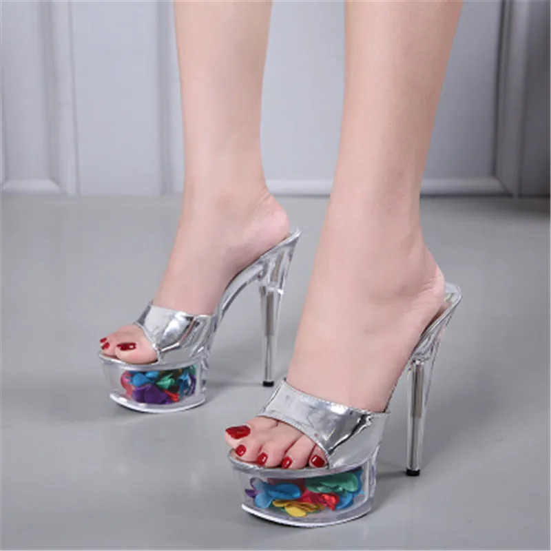 

Shoes Woman Sandals 2019 High Heel Sandals Transparent Crystal Slippers Open Toe Sexy Fine With Big Yards Slippers Leisure Shoes