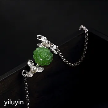 

KJJEAXCMY Fine jewelry S990, peony, peony flower, safety buckle, tassel, pure silver, antique national style sw