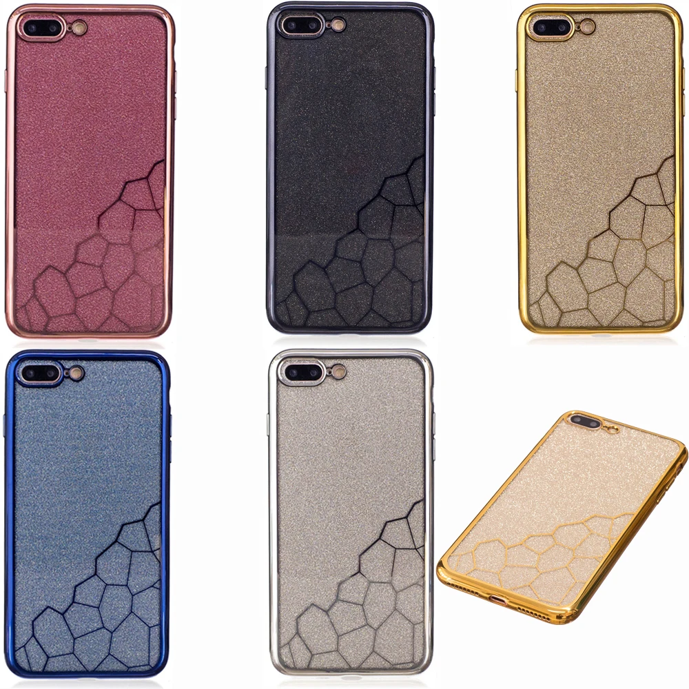 Luxury Glitter Plating Lattice Style Phone Silicone Soft TPU Cover Back Shell Coque Fundas for Apple iPhone 6 6S 7 8 Plus Case |
