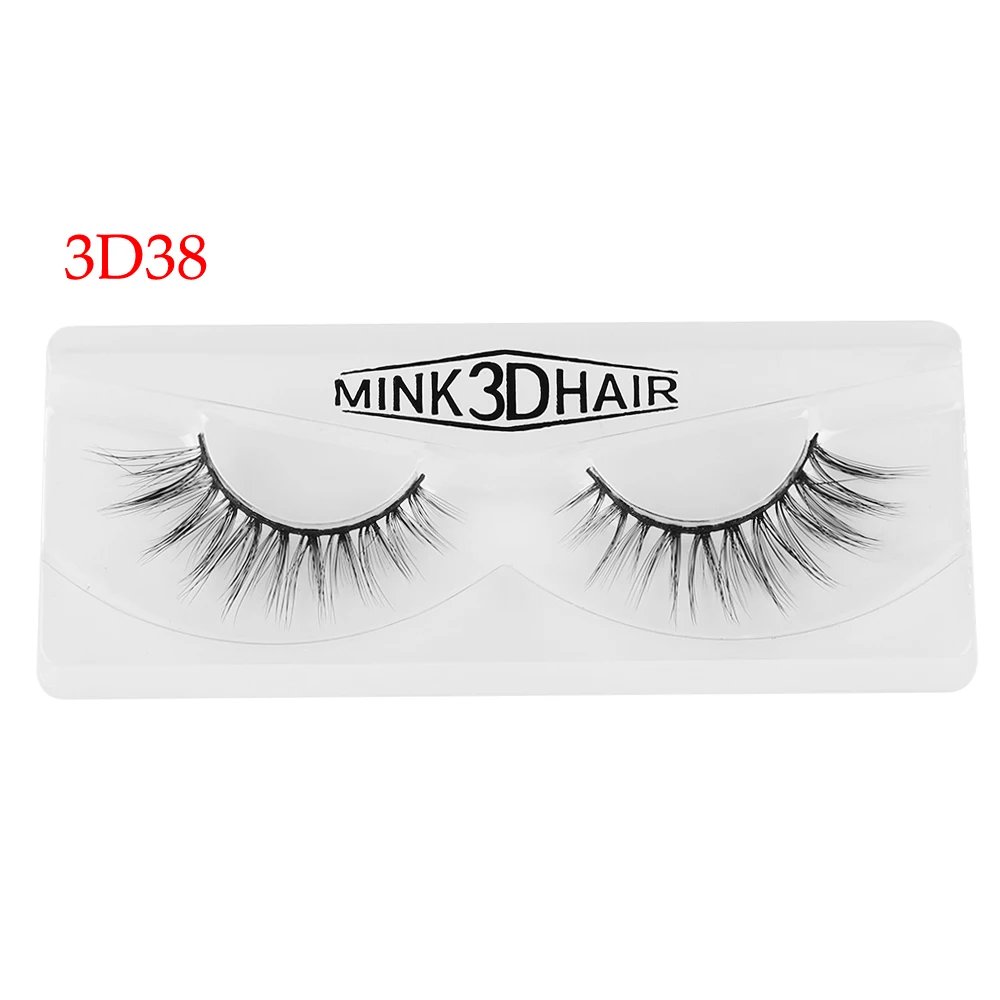 1 Pair 3D Faux Mink Hair False Eyelashes Wispy Fluffy Natural Long Full Strip Lashes Extension Makeup Tool Handmade Cruelty-free - Цвет: 3D38