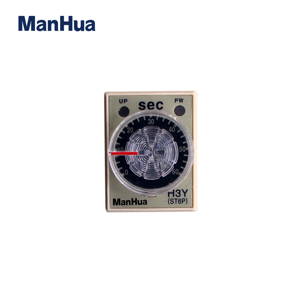 

Manhua 220V 5A H3Y(ST6P) Small Time Relay 2 open 2 closed Power-on Delay Timer