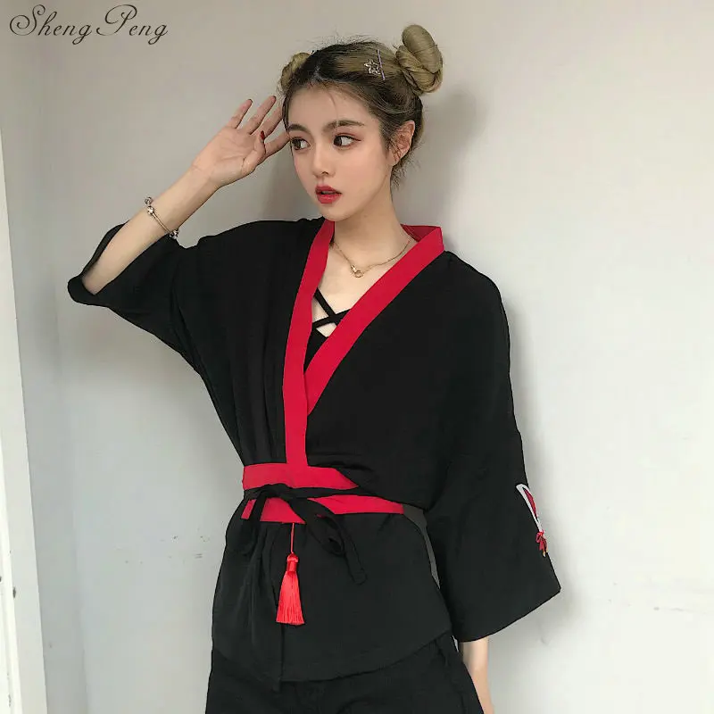 Куртка в японском стиле кимоно юката Haori узор кошка Ретро фестиваль сакуры Harajuku