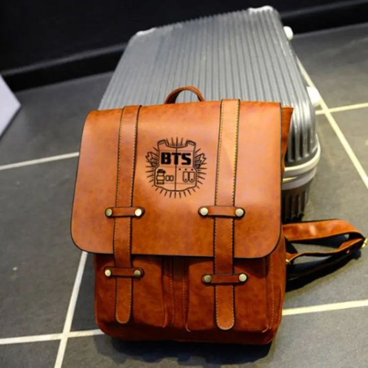 Women Bag Bangtan Leather BTS Backpack Bookbag Zaino Sac A