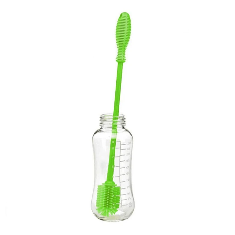 Силиконовая щетка для чистки бутылок с длинной ручкой, очиститель для бутылок с водой для мытья детских бутылок, ваза, стеклянная посуда