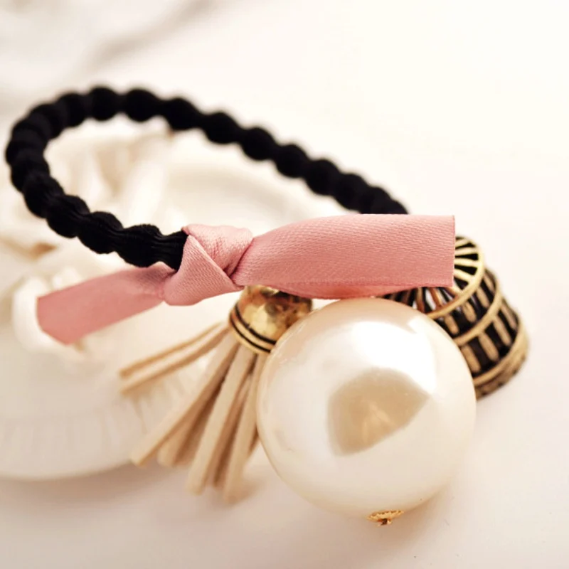 

Korean Retro Original Hair Bands Big Pearl Bow Birdcage Fringed Jewelry Scrunchies Hairband Cute Women Girls Hair Accessories