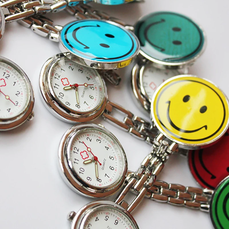 2015 new fashion Cute Nurse Portable White Smiling Face Design Pocket Watches women 4