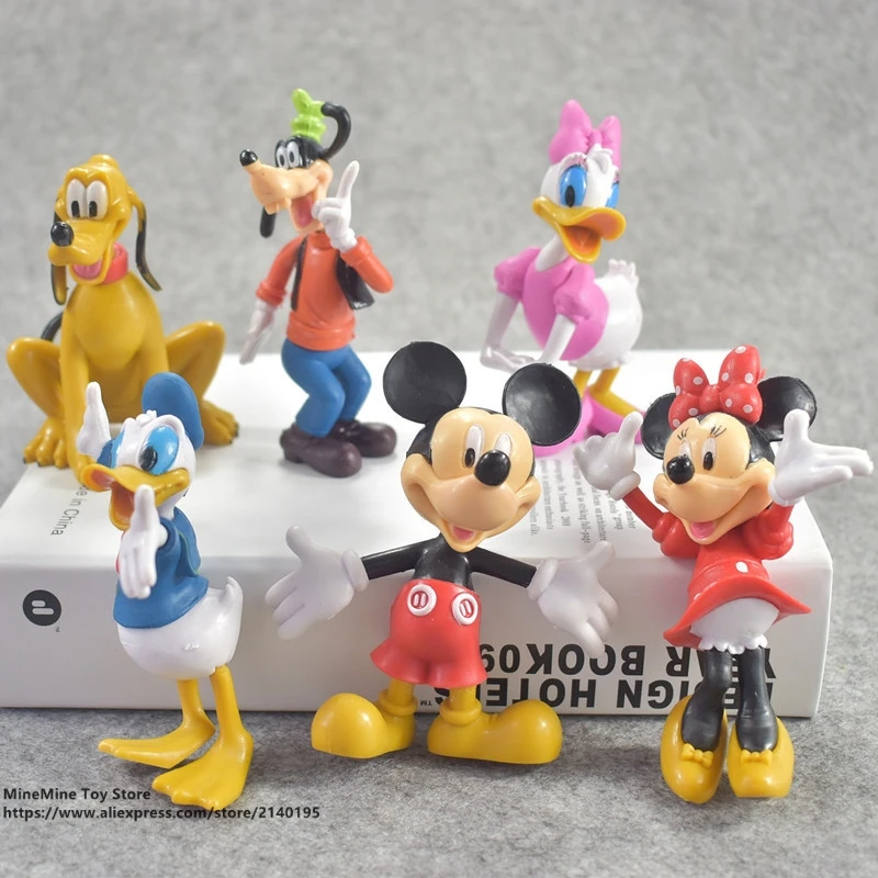 

ZXZ Mickey Mouse Minnie 6pcs/set 10cm Action Figure Posture Anime Decoration Collection Figurine Toy model for children gift