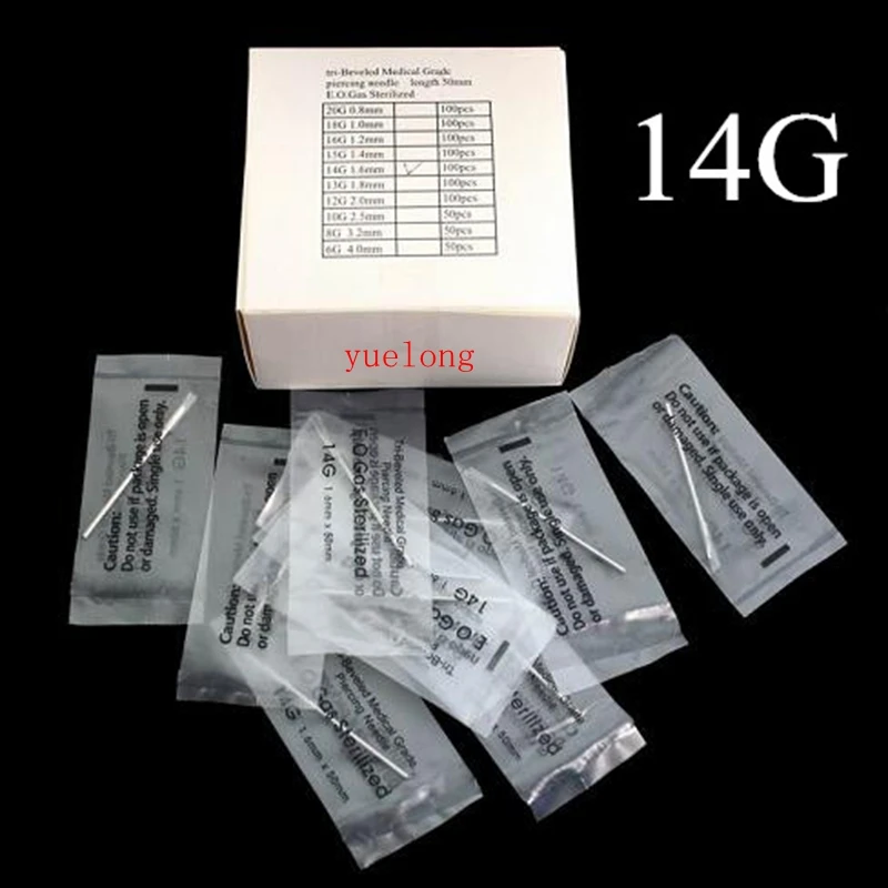 Agulhas de Tatuagem agulhas 14g para umbigo nariz Material : 316 Medical Stainless Steel