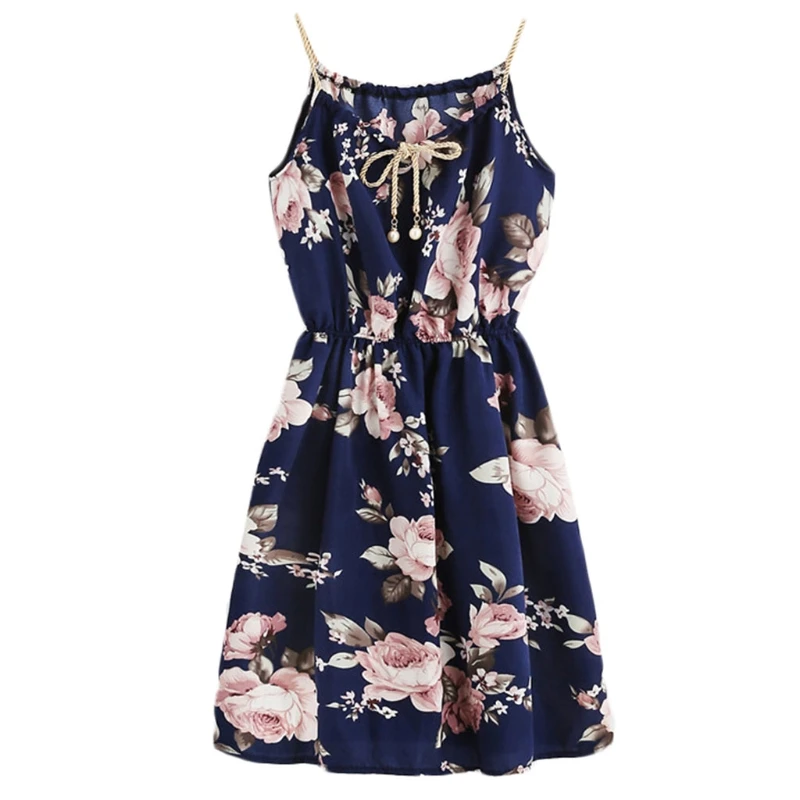 

Women's Floral Print Beach Dress Adjustable Spaghetti Strappy Summer Swing