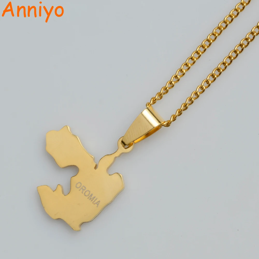 

Anniyo Gold Color Ethiopia Oromia Map Pendant and Necklaces for Women Oromo Jewelry Gifts #013021