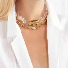 Богемное золотое ожерелье в виде ракушки, Женское Ожерелье из натурального камня, аксессуары для пляжного отдыха, популярные ювелирные изделия, подарок на день рождения, лето