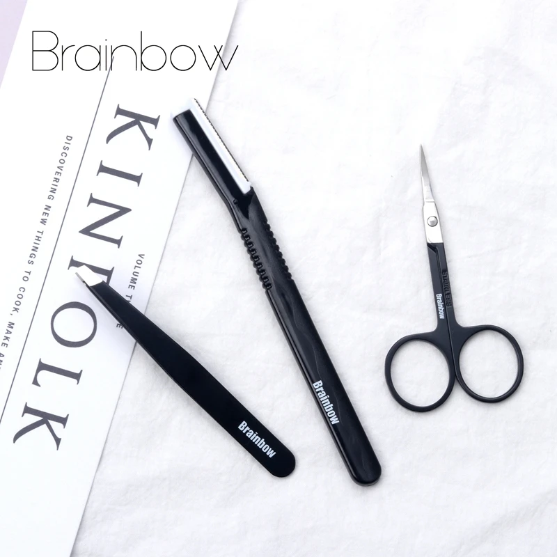 

Brainbow Eyebrow Razor Trimmer Curved Sharp Makeup Scissor Well Closed Eyebrow Tweezer Eyebrow Shaping Face Hair Removal Tools